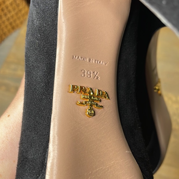 PRADA Black Suede Open Peep Toe Platform High Heel Pumps - Picture 12 of 16